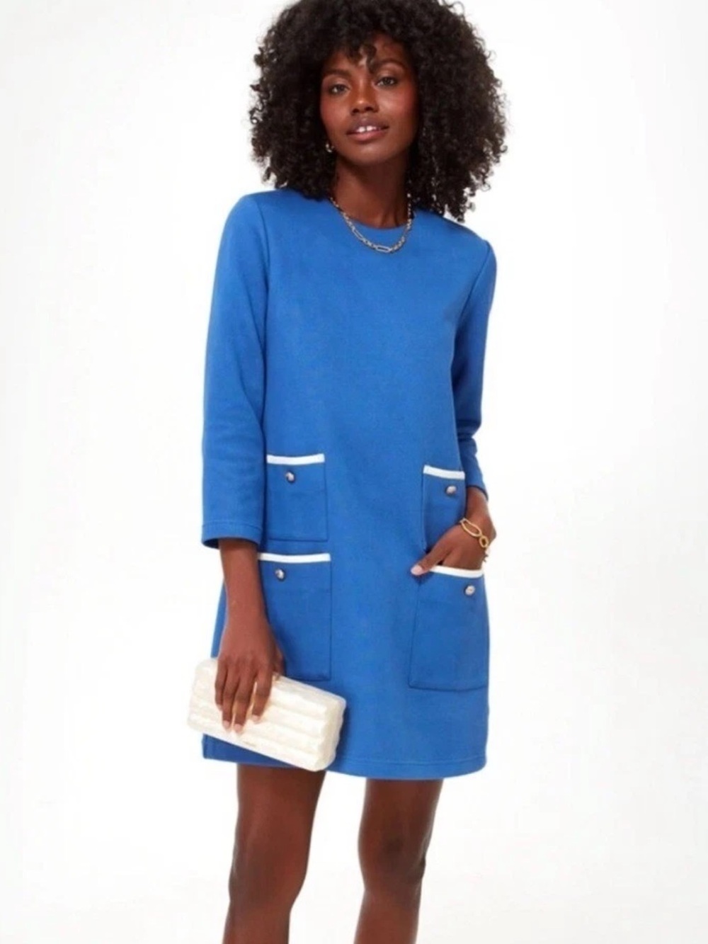 Tuckernuck Blue Pocket-Front Shift Dress
